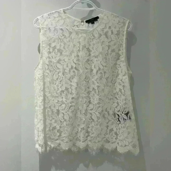 Set made in Europe white sleeveless lace women’s top size 12 - Picture 1 of 7